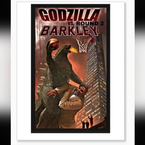 CHARLES BARKLEY💥VS GODZILLA🔥OLD SCHOOL ULTRA GLOSSY ART 8.5x11 POSTER SET OF 2 - Picture 4 of 8